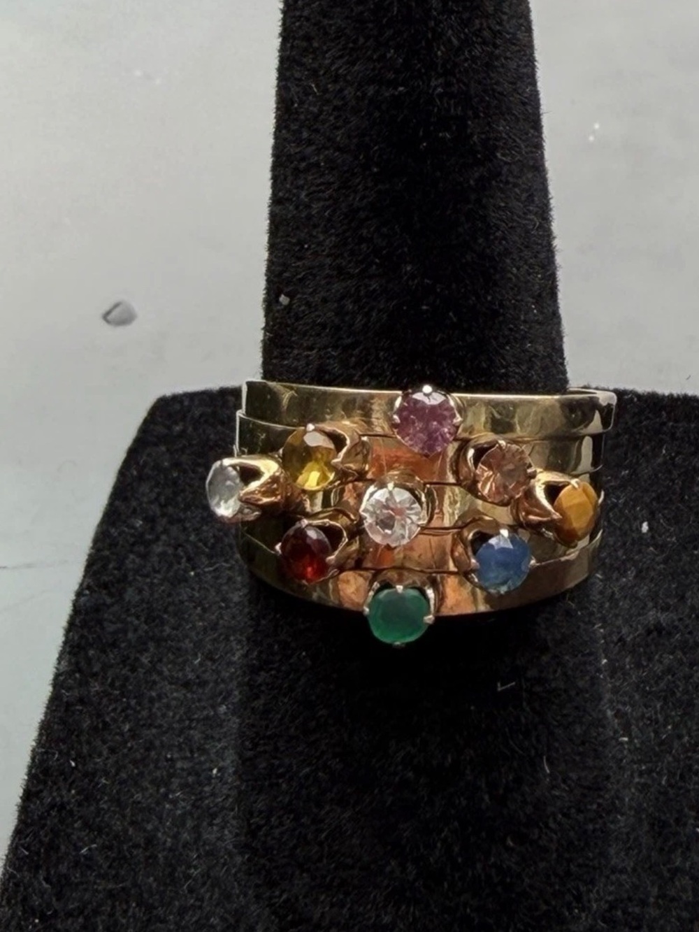 Multicolored Harem Gemstone Stacking Ring Size 7 fits snuggly best for a 6.5